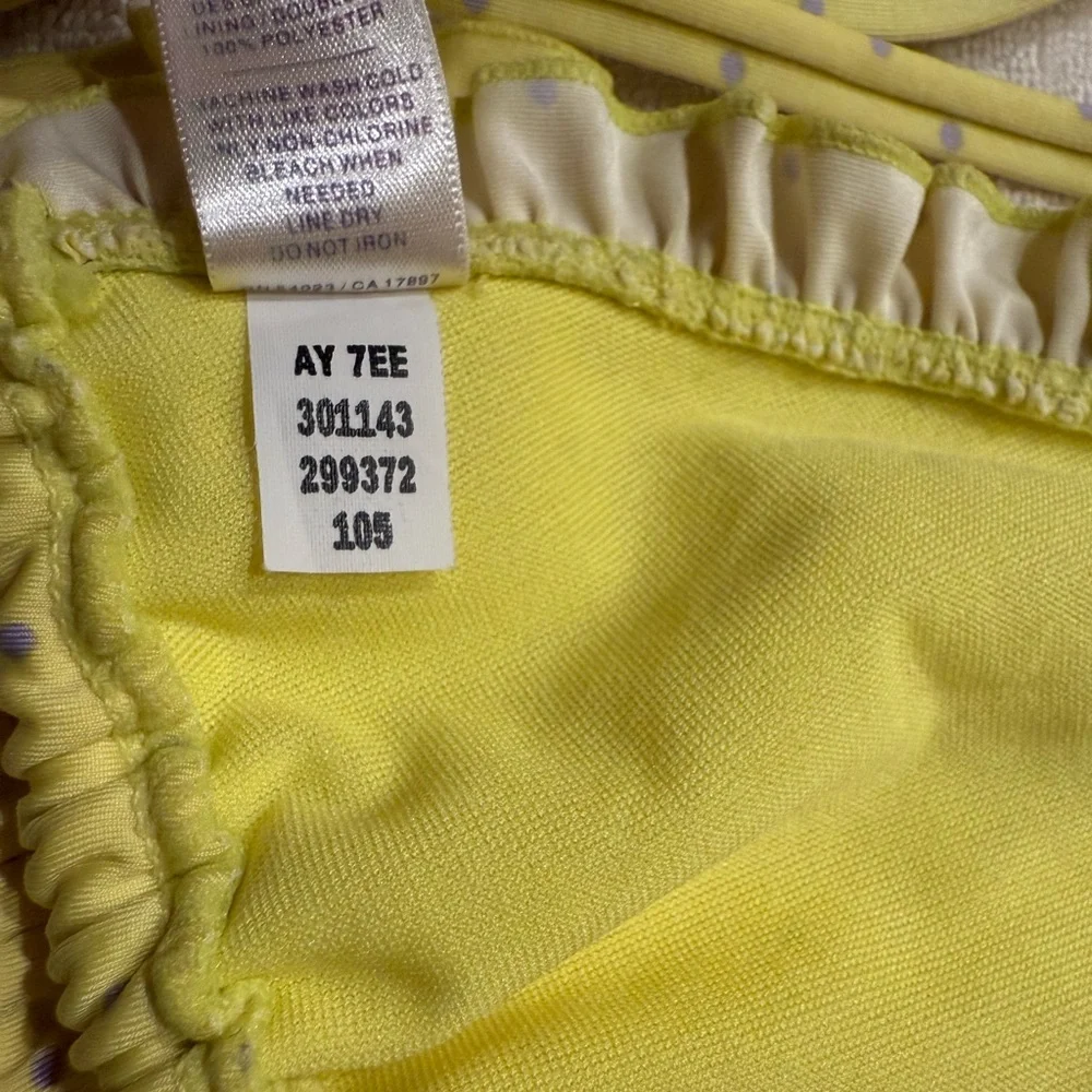 NWOT Y2K Pastel Yellow, Lavender Polka Dot Print Ruffle String Bikini Top Cami⭐️